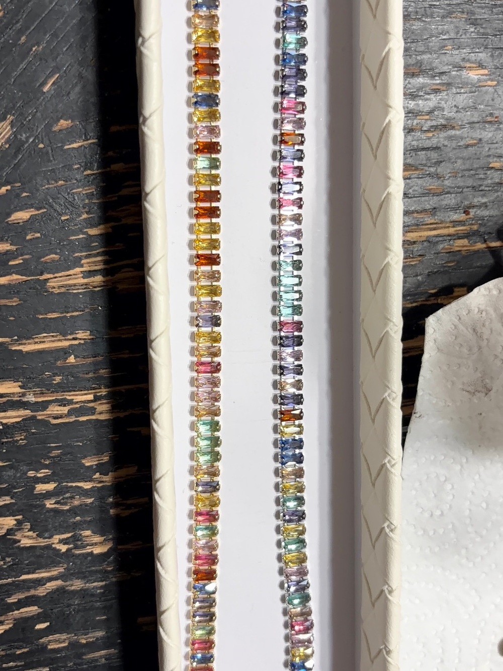 Choice of 1 gold or silver Multicolor Crystal Tennis Bracelet - Women Jewelry